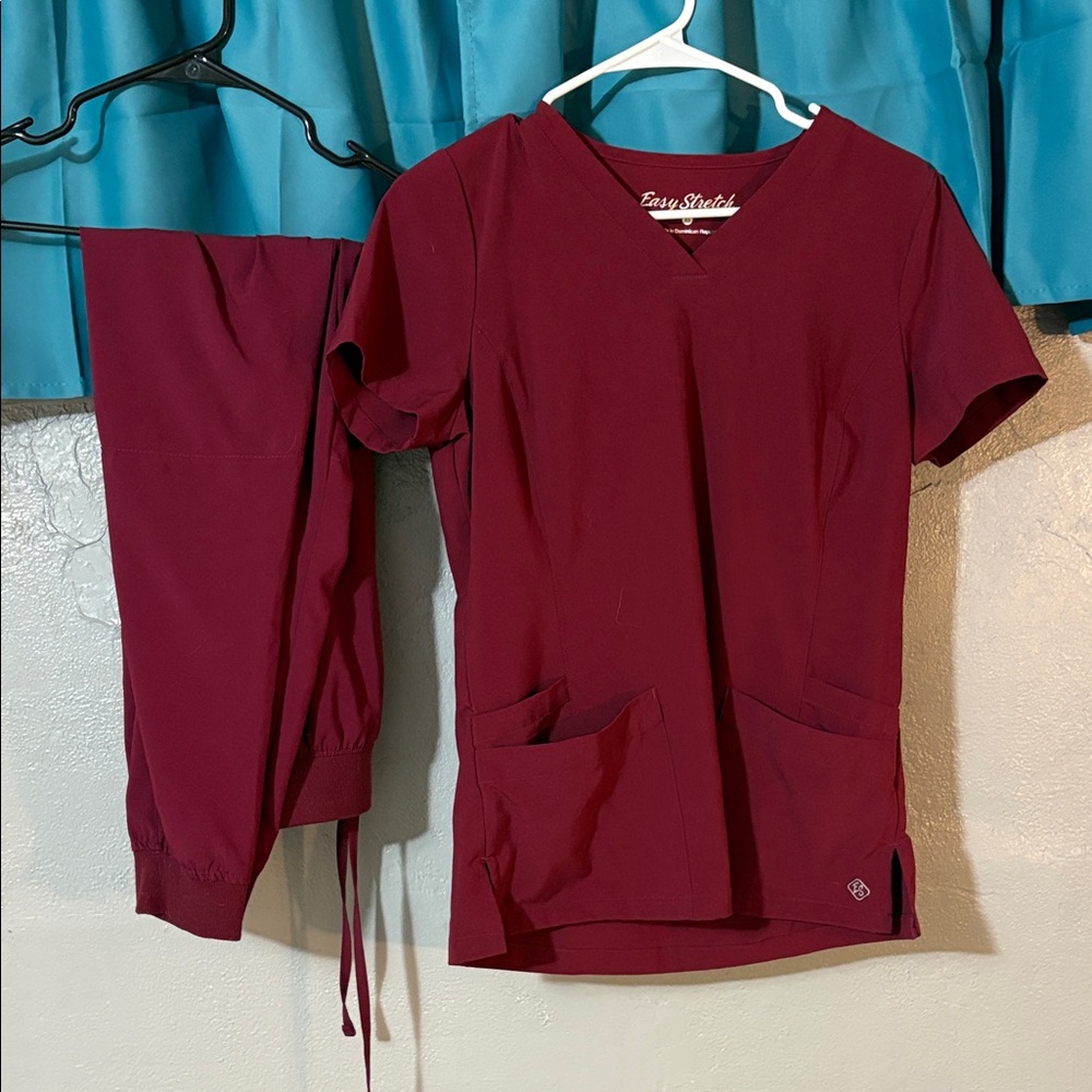 Women's Burgundy Scrub Set